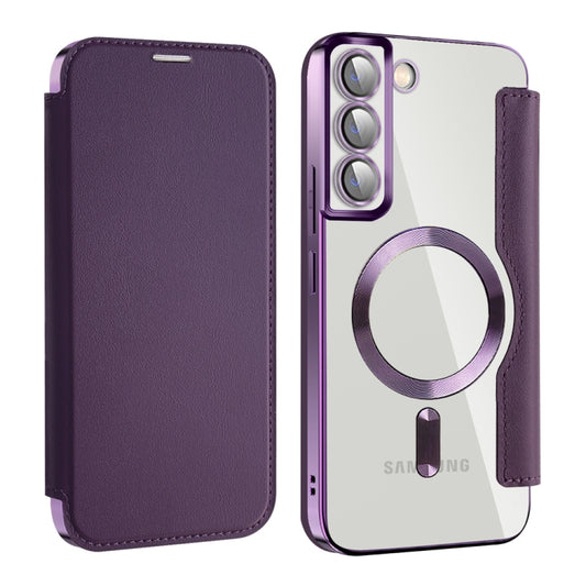 For Samsung Galaxy S22+ 5G Shield MagSafe RFID Anti-theft Leather Phone Case(Purple) - Galaxy S22+ 5G Cases by buy2fix | Online Shopping UK | buy2fix