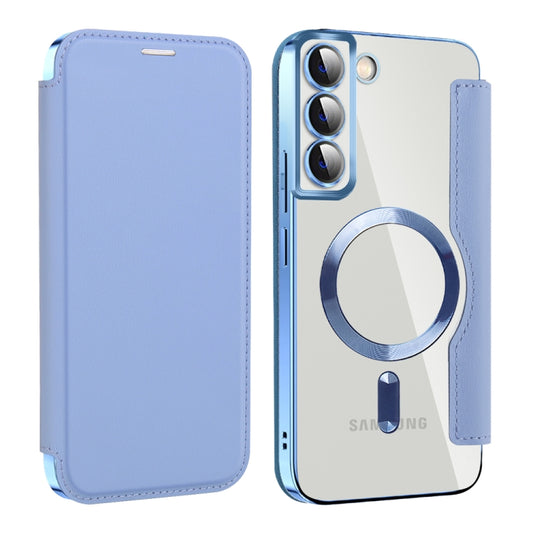 For Samsung Galaxy S22+ 5G Shield MagSafe RFID Anti-theft Leather Phone Case(Blue) - Galaxy S22+ 5G Cases by buy2fix | Online Shopping UK | buy2fix