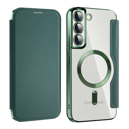 For Samsung Galaxy S22+ 5G Shield MagSafe RFID Anti-theft Leather Phone Case(Green) - Galaxy S22+ 5G Cases by buy2fix | Online Shopping UK | buy2fix