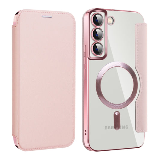 For Samsung Galaxy S22+ 5G Shield MagSafe RFID Anti-theft Leather Phone Case(Pink) - Galaxy S22+ 5G Cases by buy2fix | Online Shopping UK | buy2fix