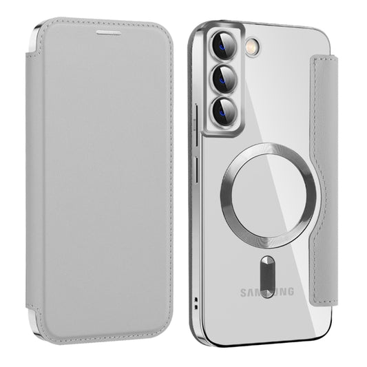For Samsung Galaxy S22+ 5G Shield MagSafe RFID Anti-theft Leather Phone Case(Grey) - Galaxy S22+ 5G Cases by buy2fix | Online Shopping UK | buy2fix