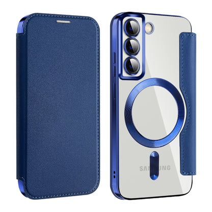 For Samsung Galaxy S22 5G Shield MagSafe RFID Anti-theft Leather Phone Case(Dark Blue) - Galaxy S22 5G Cases by buy2fix | Online Shopping UK | buy2fix