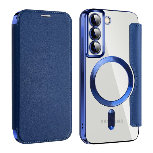 For Samsung Galaxy S22 5G Shield MagSafe RFID Anti-theft Leather Phone Case(Dark Blue) - Galaxy S22 5G Cases by buy2fix | Online Shopping UK | buy2fix