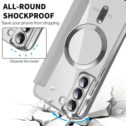 For Samsung Galaxy S22 5G Shield MagSafe RFID Anti-theft Leather Phone Case(Dark Blue) - Galaxy S22 5G Cases by buy2fix | Online Shopping UK | buy2fix