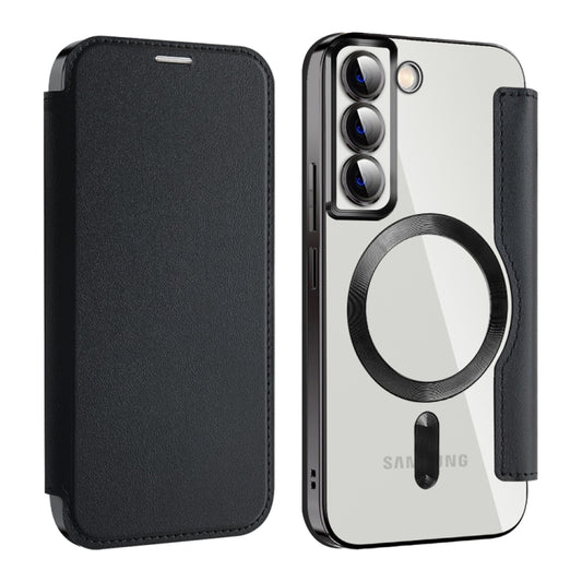 For Samsung Galaxy S22 5G Shield MagSafe RFID Anti-theft Leather Phone Case(Black) - Galaxy S22 5G Cases by buy2fix | Online Shopping UK | buy2fix