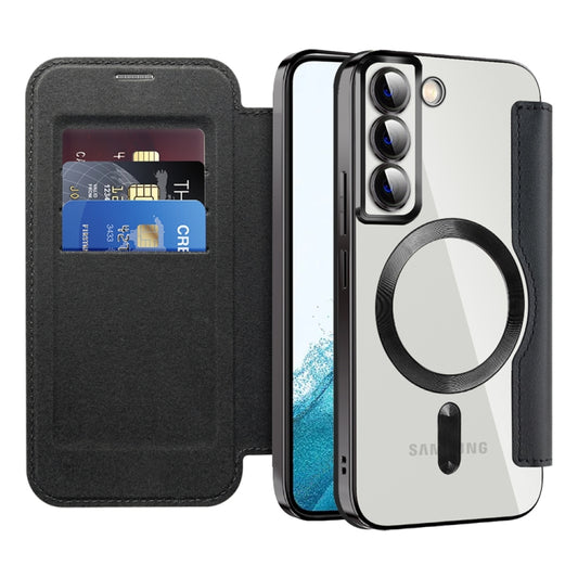 For Samsung Galaxy S22 5G Shield MagSafe RFID Anti-theft Leather Phone Case(Black) - Galaxy S22 5G Cases by buy2fix | Online Shopping UK | buy2fix