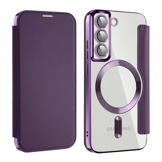 For Samsung Galaxy S22 5G Shield MagSafe RFID Anti-theft Leather Phone Case(Purple) - Galaxy S22 5G Cases by buy2fix | Online Shopping UK | buy2fix