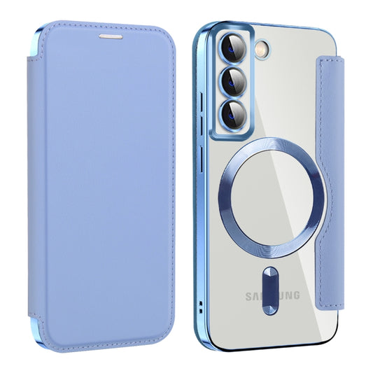 For Samsung Galaxy S22 5G Shield MagSafe RFID Anti-theft Leather Phone Case(Blue) - Galaxy S22 5G Cases by buy2fix | Online Shopping UK | buy2fix