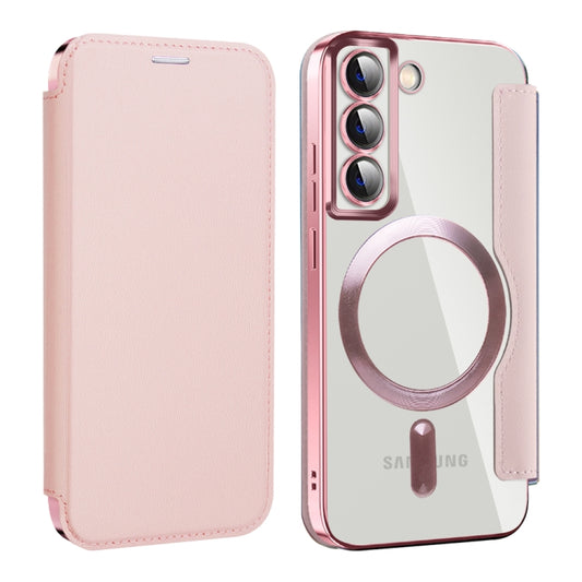 For Samsung Galaxy S22 5G Shield MagSafe RFID Anti-theft Leather Phone Case(Pink) - Galaxy S22 5G Cases by buy2fix | Online Shopping UK | buy2fix