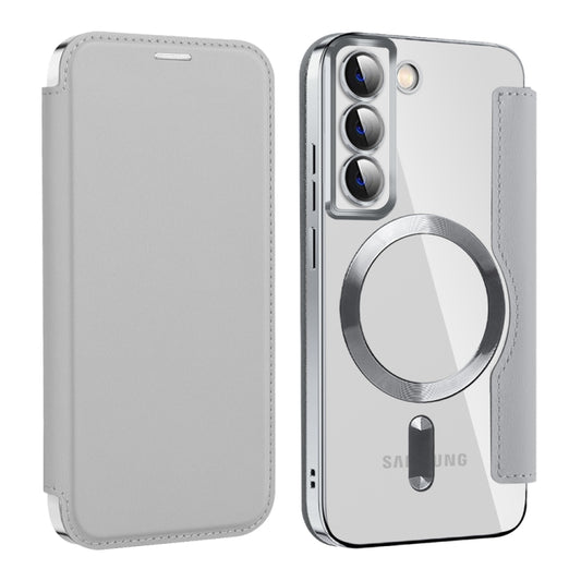 For Samsung Galaxy S22 5G Shield MagSafe RFID Anti-theft Leather Phone Case(Grey) - Galaxy S22 5G Cases by buy2fix | Online Shopping UK | buy2fix