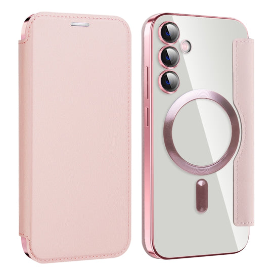 For Samsung Galaxy S23 FE 5G Shield MagSafe RFID Anti-theft Leather Phone Case(Pink)