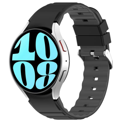For Samsung Galaxy Watch 6 Two Color Horizontal Silicone Watch Band(Black Grey) - Watch Bands by buy2fix | Online Shopping UK | buy2fix