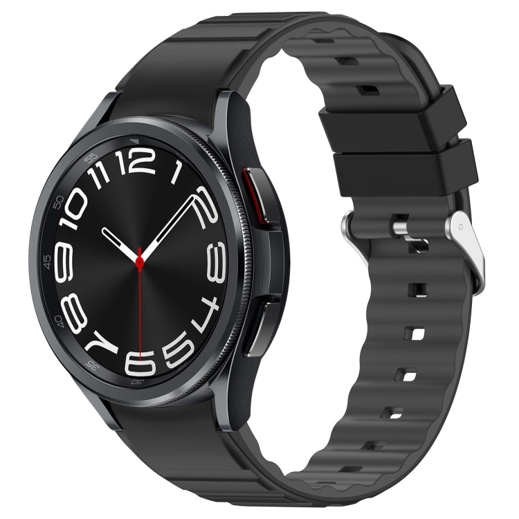 For Samsung Galaxy Watch 6 Two Color Horizontal Silicone Watch Band(Black Grey) - Watch Bands by buy2fix | Online Shopping UK | buy2fix