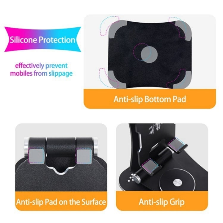 G61 Portable Folding 360-Degree Rotating Desktop Phone Holder(Black) - Stand by buy2fix | Online Shopping UK | buy2fix