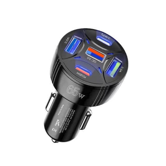 TE-P50 65W PD30W Type-C x 2 + USB x 3 Multi Port Car Charger(Black) - Car Charger by buy2fix | Online Shopping UK | buy2fix