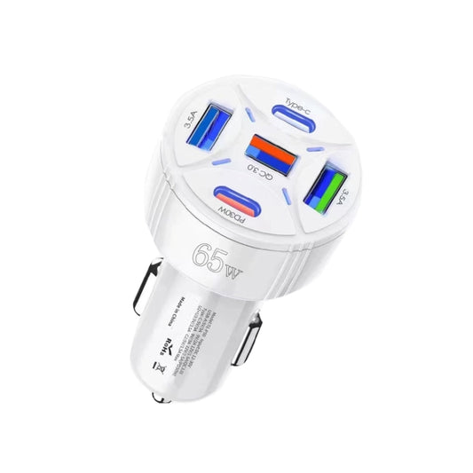 TE-P50 65W PD30W Type-C x 2 + USB x 3 Multi Port Car Charger(White) - Car Charger by buy2fix | Online Shopping UK | buy2fix