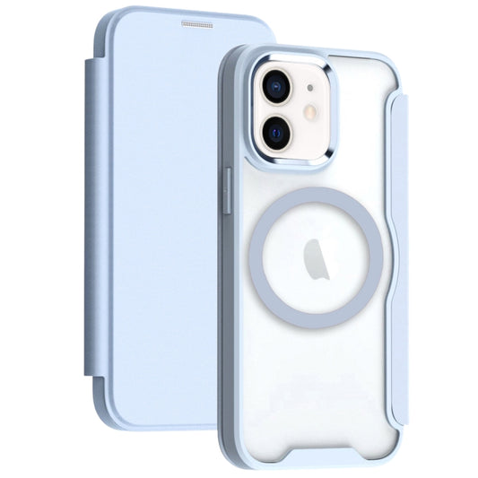 For iPhone 12 RFID Blocking Adsorption Flip MagSafe Leather Phone Case(Blue) - iPhone 12 / 12 Pro Cases by buy2fix | Online Shopping UK | buy2fix