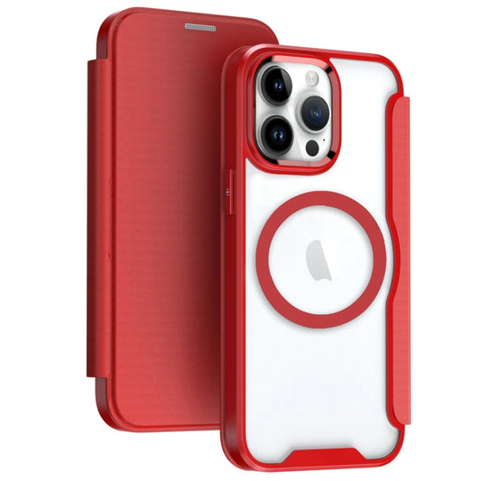 For iPhone 14 Pro Max RFID Blocking Adsorption Flip MagSafe Leather Phone Case(Red) - iPhone 14 Pro Max Cases by buy2fix | Online Shopping UK | buy2fix