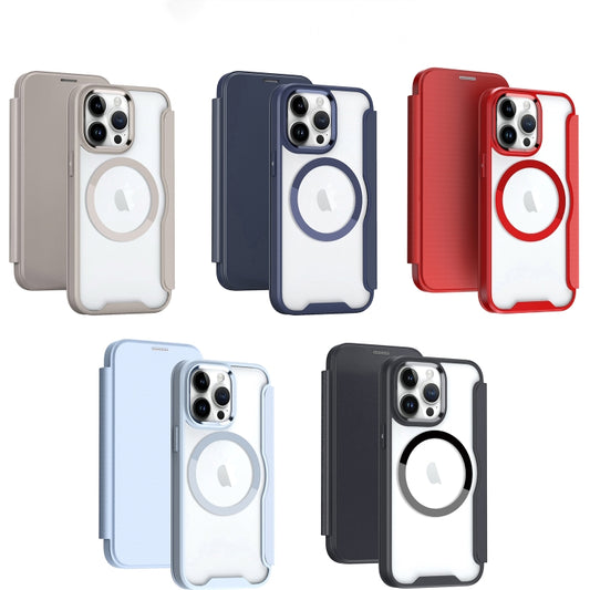 For iPhone 12 RFID Blocking Adsorption Flip MagSafe Leather Phone Case(Blue) - iPhone 12 / 12 Pro Cases by buy2fix | Online Shopping UK | buy2fix