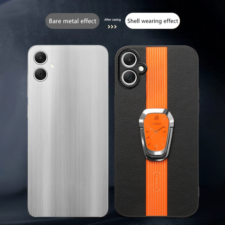 For Samsung Galaxy A04e Magnetic Litchi Leather Back Phone Case with Holder(Orange) by buy2fix