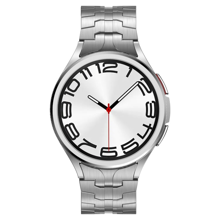 For Samsung Galaxy Watch 6 40 / 44mm Lron Man Curved Connection Stainless Steel Watch Band(Silver) - Watch Bands by buy2fix | Online Shopping UK | buy2fix
