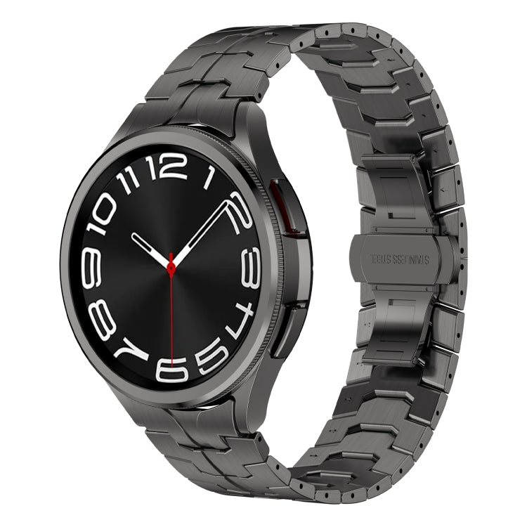 For Samsung Galaxy Watch 4 40 / 44mm Lron Man Curved Connection Stainless Steel Watch Band(Black) - Watch Bands by buy2fix | Online Shopping UK | buy2fix