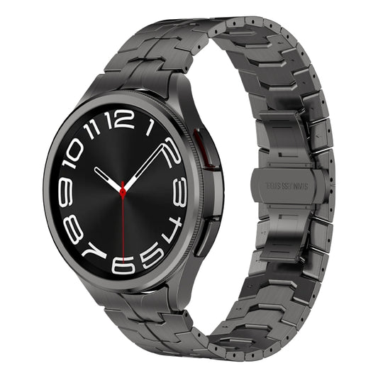 For Samsung Galaxy Watch 4 40 / 44mm Lron Man Curved Connection Stainless Steel Watch Band(Black) - Watch Bands by buy2fix | Online Shopping UK | buy2fix