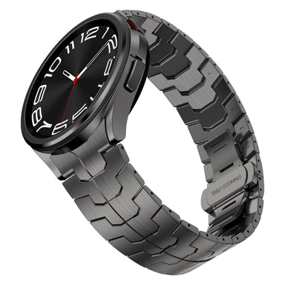 For Samsung Galaxy Watch 4 40 / 44mm Lron Man Curved Connection Stainless Steel Watch Band(Black) - Watch Bands by buy2fix | Online Shopping UK | buy2fix