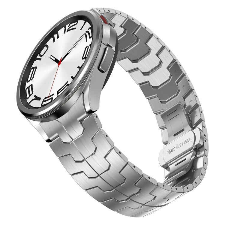 For Samsung Galaxy Watch 4 40 / 44mm Lron Man Curved Connection Stainless Steel Watch Band(Gray) - Watch Bands by buy2fix | Online Shopping UK | buy2fix