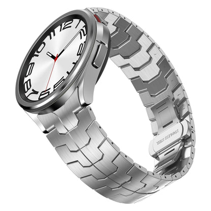 For Samsung Galaxy Watch 4 40 / 44mm Lron Man Curved Connection Stainless Steel Watch Band(Gray) - Watch Bands by buy2fix | Online Shopping UK | buy2fix
