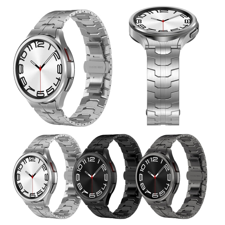 For Samsung Galaxy Watch6 Classic 43 / 47mm Lron Man Curved Connection Stainless Steel Watch Band(Silver) - Watch Bands by buy2fix | Online Shopping UK | buy2fix