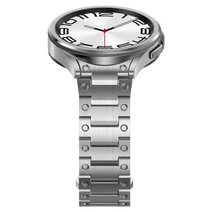 For Samsung Galaxy Watch6 Classic 43 / 47mm Dual Circle Curved Connection Stainless Steel Watch Band(Silver) - Watch Bands by buy2fix | Online Shopping UK | buy2fix
