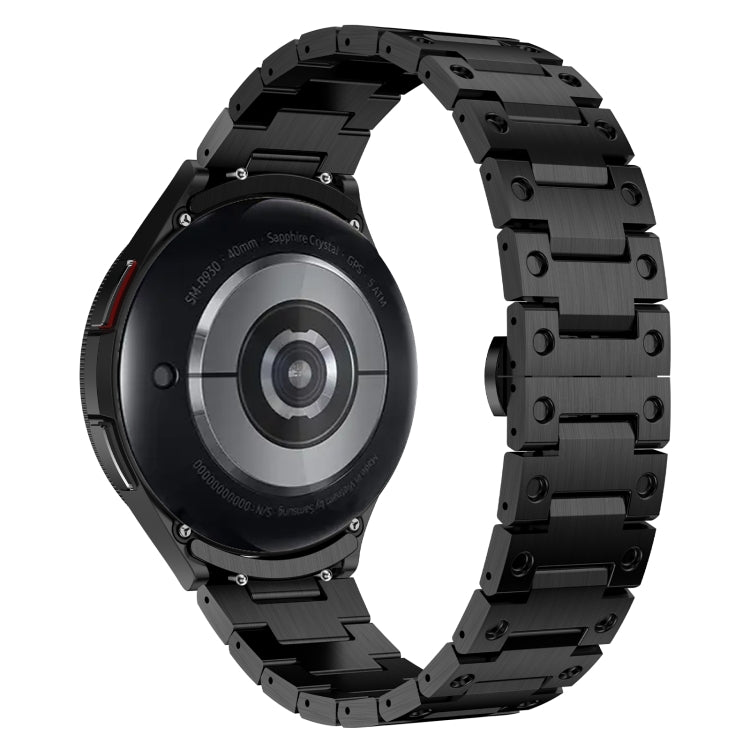 For Samsung Galaxy Watch 6 40 / 44mm Dual Circle Curved Connection Stainless Steel Watch Band(Black) - Watch Bands by buy2fix | Online Shopping UK | buy2fix