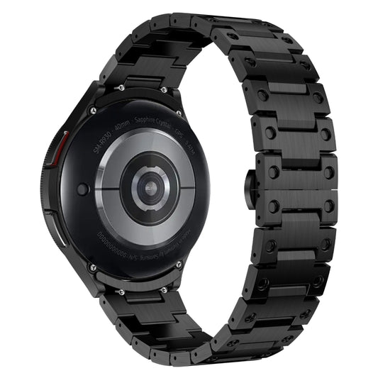 For Samsung Galaxy Watch 6 40 / 44mm Dual Circle Curved Connection Stainless Steel Watch Band(Black) - Watch Bands by buy2fix | Online Shopping UK | buy2fix