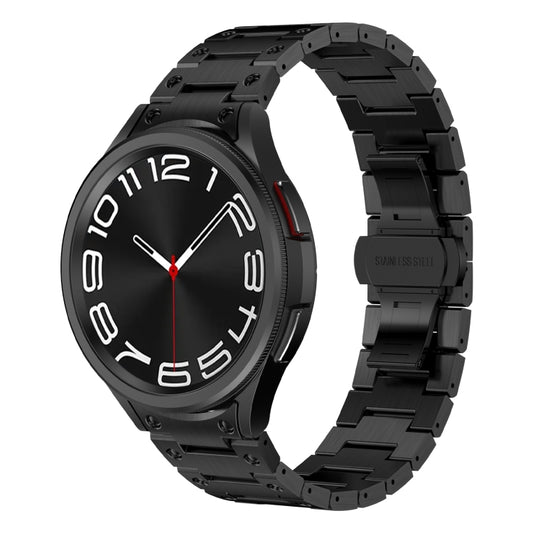 For Samsung Galaxy Watch 5 40 / 44mm Dual Circle Curved Connection Stainless Steel Watch Band(Black) - Watch Bands by buy2fix | Online Shopping UK | buy2fix