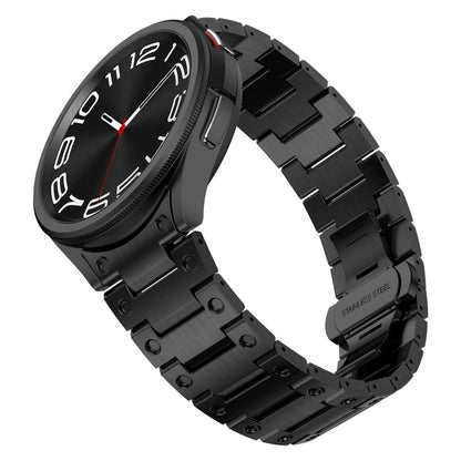 For Samsung Galaxy Watch 5 40 / 44mm Dual Circle Curved Connection Stainless Steel Watch Band(Black) - Watch Bands by buy2fix | Online Shopping UK | buy2fix