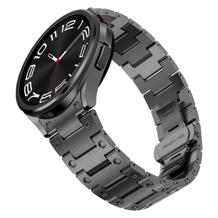 For Samsung Galaxy Watch 5 40 / 44mm Dual Circle Curved Connection Stainless Steel Watch Band(Gray) - Watch Bands by buy2fix | Online Shopping UK | buy2fix