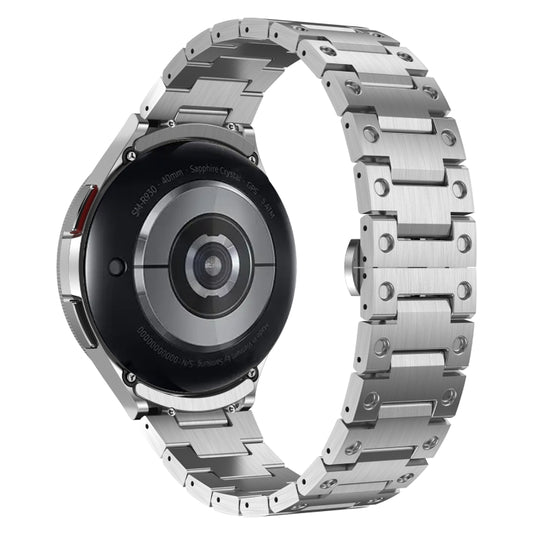 For Samsung Galaxy Watch 4 40 / 44mm Dual Circle Curved Connection Stainless Steel Watch Band(Silver) - Watch Bands by buy2fix | Online Shopping UK | buy2fix