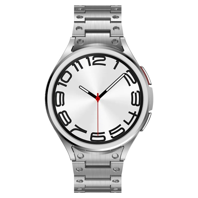For Samsung Galaxy Watch 4 40 / 44mm Dual Circle Curved Connection Stainless Steel Watch Band(Silver) - Watch Bands by buy2fix | Online Shopping UK | buy2fix