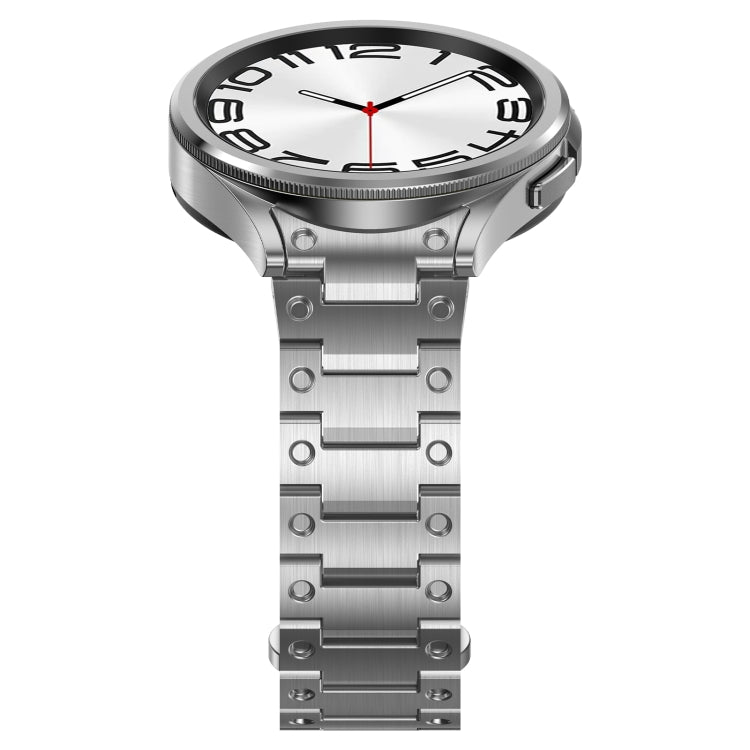 For Samsung Galaxy Watch 4 40 / 44mm Dual Circle Curved Connection Stainless Steel Watch Band(Silver) - Watch Bands by buy2fix | Online Shopping UK | buy2fix