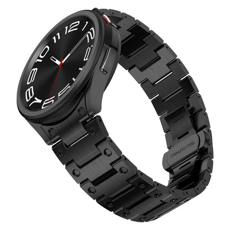 For Samsung Galaxy Watch 4 40 / 44mm Dual Circle Curved Connection Stainless Steel Watch Band(Black) - Watch Bands by buy2fix | Online Shopping UK | buy2fix