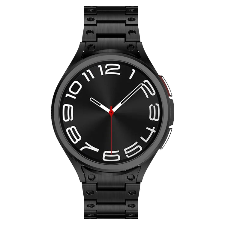 For Samsung Galaxy Watch 4 40 / 44mm Dual Circle Curved Connection Stainless Steel Watch Band(Black) - Watch Bands by buy2fix | Online Shopping UK | buy2fix