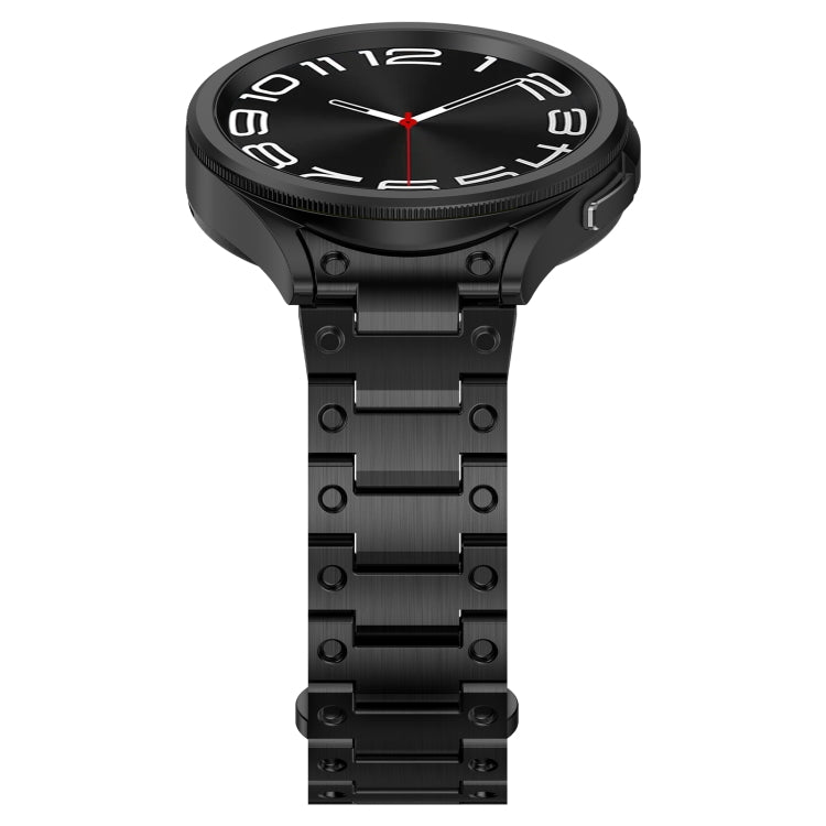 For Samsung Galaxy Watch 4 40 / 44mm Dual Circle Curved Connection Stainless Steel Watch Band(Black) - Watch Bands by buy2fix | Online Shopping UK | buy2fix