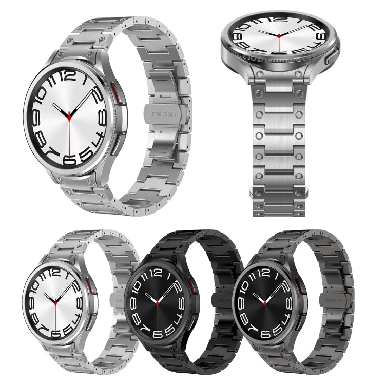 For Samsung Galaxy Watch 6 40 / 44mm Dual Circle Curved Connection Stainless Steel Watch Band(Silver) - Watch Bands by buy2fix | Online Shopping UK | buy2fix