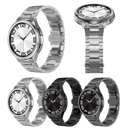 For Samsung Galaxy Watch 5 40 / 44mm Dual Circle Curved Connection Stainless Steel Watch Band(Gray) - Watch Bands by buy2fix | Online Shopping UK | buy2fix
