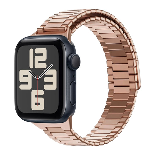 For Apple Watch SE 2023 44mm Bamboo Magnetic Stainless Steel Metal Watch Strap(Rose Gold) by buy2fix