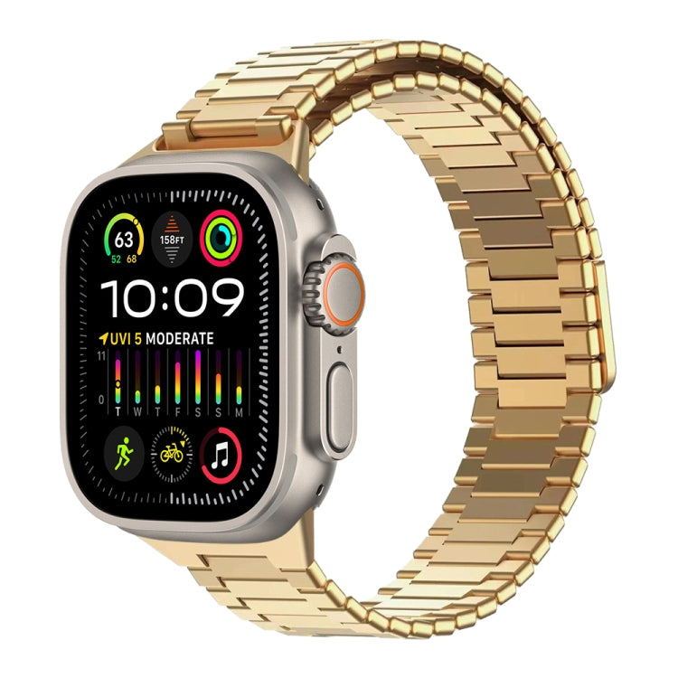 For Apple Watch Ultra 2 49mm Bamboo Magnetic Stainless Steel Metal Watch Strap(Gold) by buy2fix