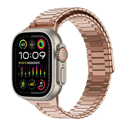 For Apple Watch Ultra 2 49mm Bamboo Magnetic Stainless Steel Metal Watch Strap(Rose Gold) by buy2fix