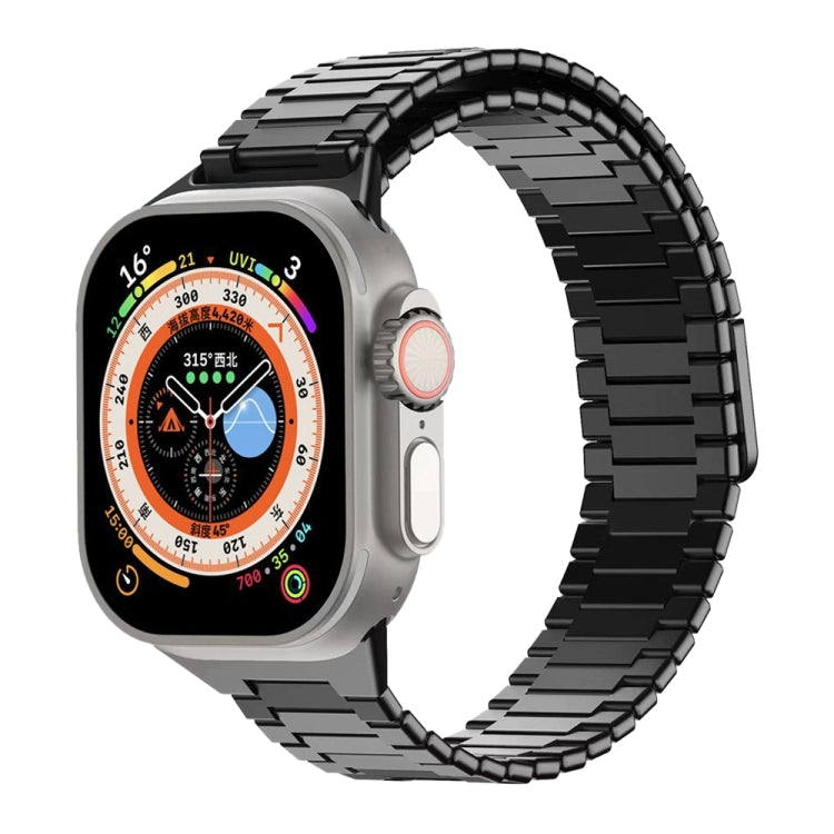 For Apple Watch Ultra 49mm Bamboo Magnetic Stainless Steel Metal Watch Strap(Black) by buy2fix