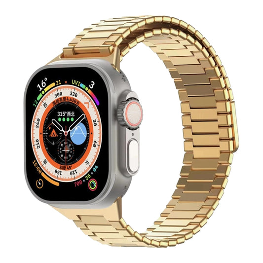 For Apple Watch Ultra 49mm Bamboo Magnetic Stainless Steel Metal Watch Strap(Gold) by buy2fix